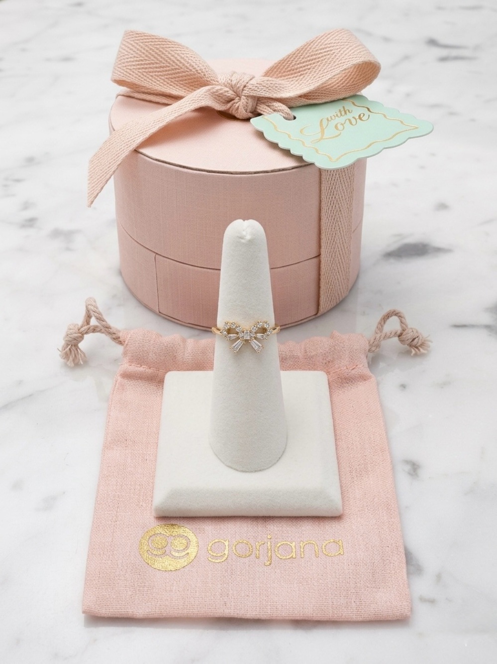 Gorjana Delicate Fancy Bow Ring with CZ Accents size 6